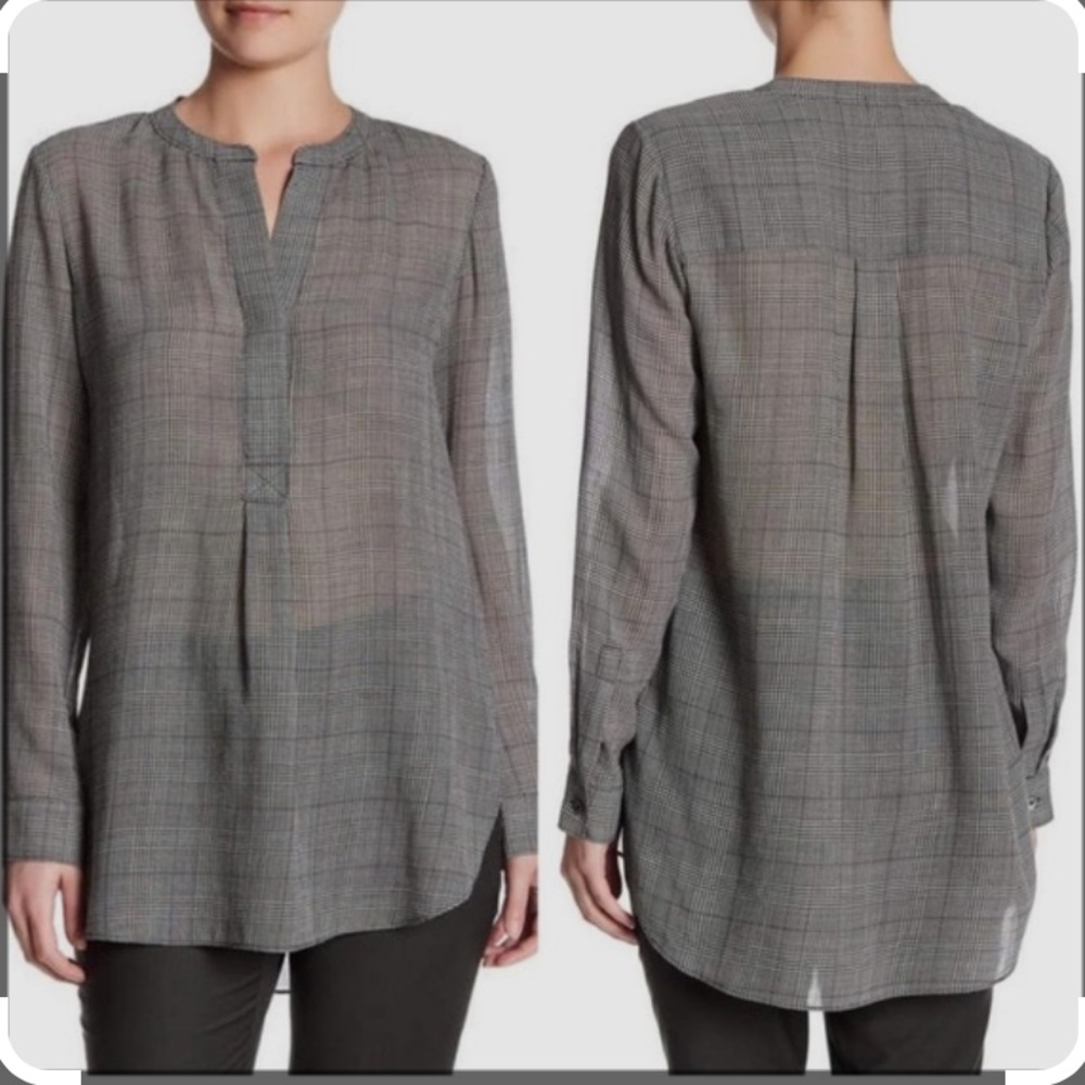 NWT Theory Women's Gray Plaid Button Down Shirt